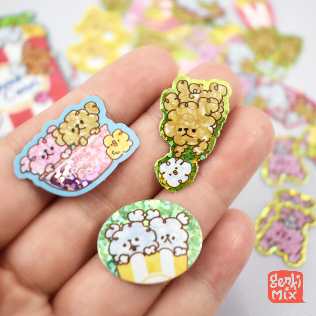 PopooCorn (Poodle x Popcorn) Sticker pack