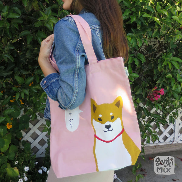 Shiba Inu, Puppy Tote Bag (Muted Pink)