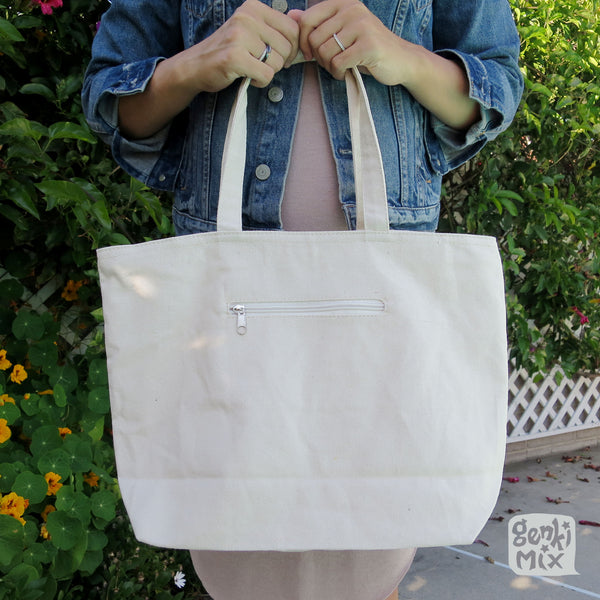 Tabby Cat with Red bow Canvas Tote