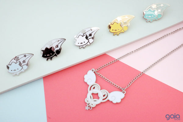 Glitter Birth Stone Kitten Star Pin (April)