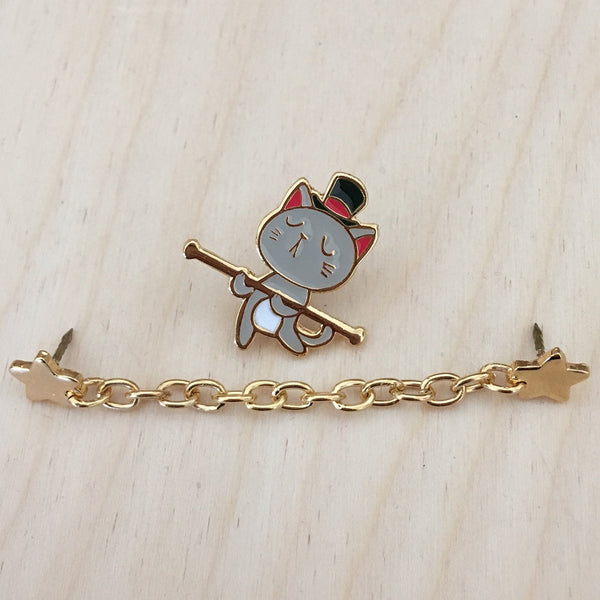 Circus: Cat tightrope walker Chain Enamel Pin