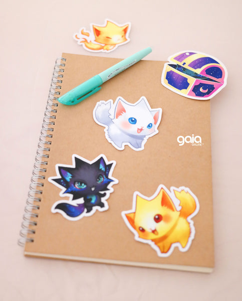 Gold Kitten Star Vinyl Stickers