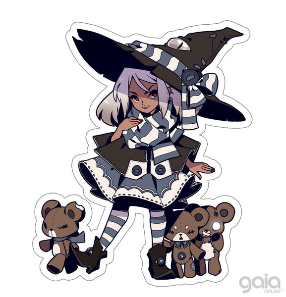 Teddy Bear Witch Vinyl Stickers