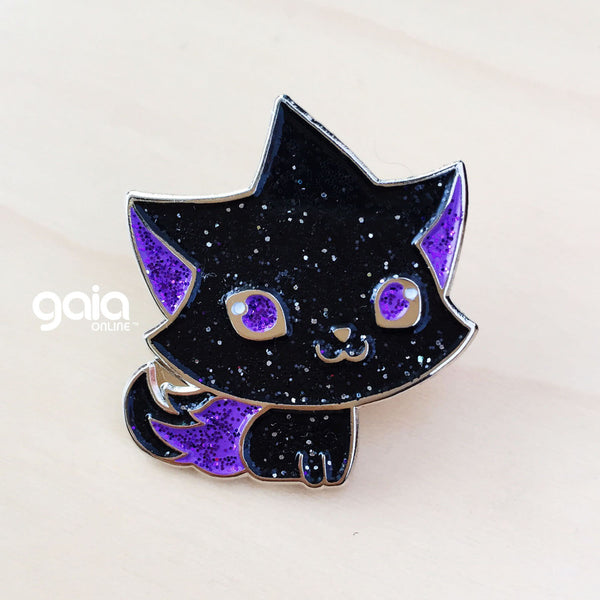 Glitter Kitten Star Pin (Black)