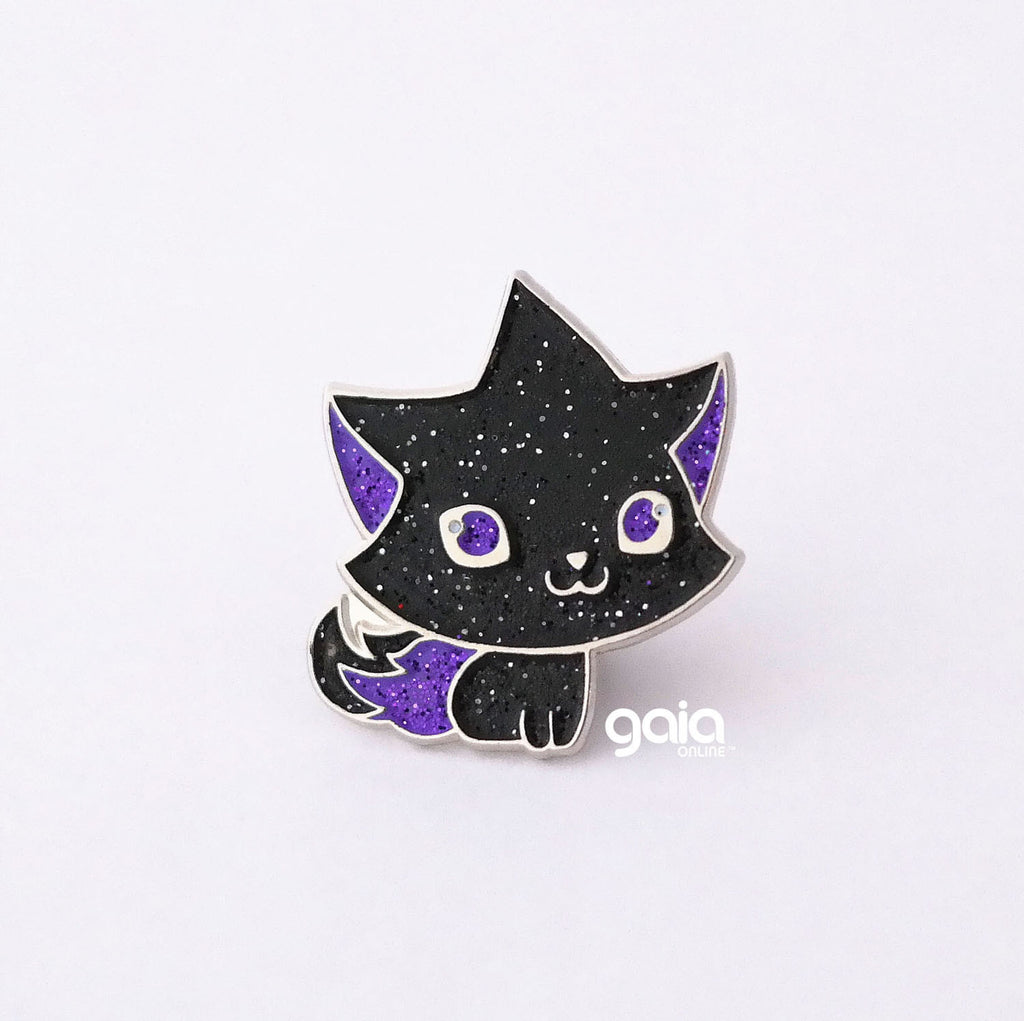 Glitter Kitten Star Pin (Black)