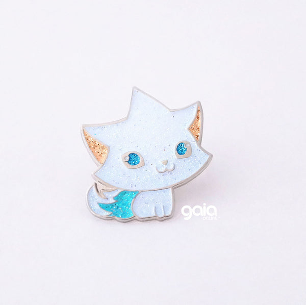 Glitter Kitten Star Pin (White)